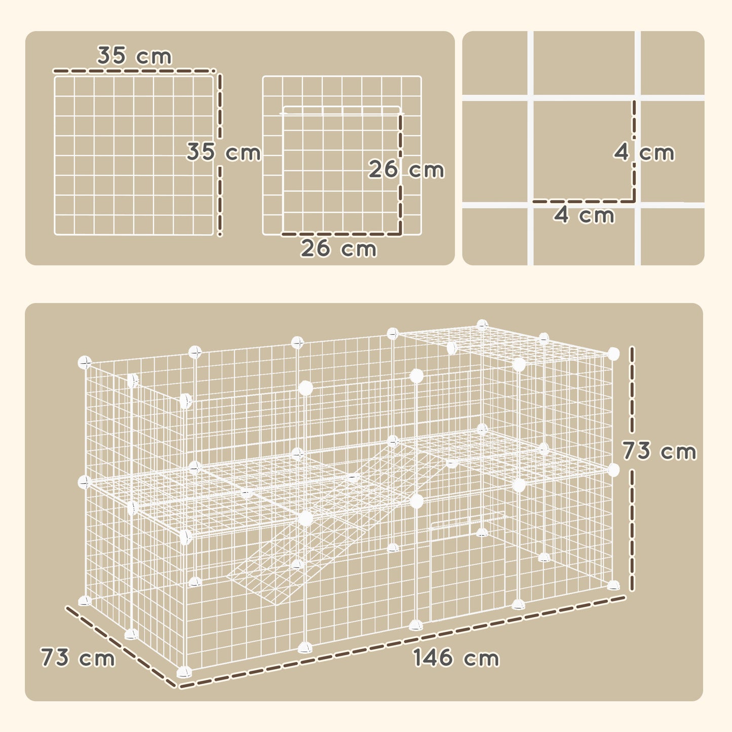 DIY Pet Playpen 36 Panel for Rabbit Chinchilla Hedgehog, White