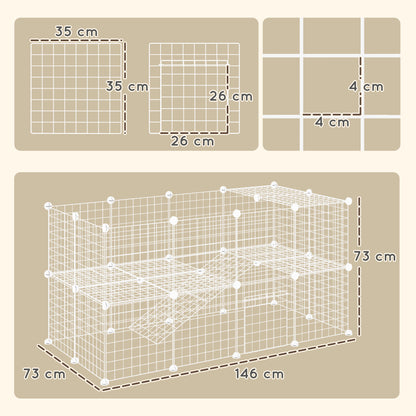 DIY Pet Playpen 36 Panel for Rabbit Chinchilla Hedgehog, White