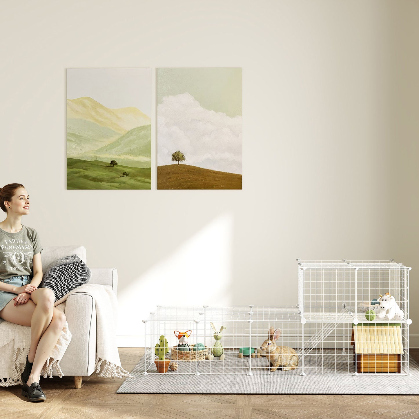 DIY Pet Playpen 36 Panel for Rabbit Chinchilla Hedgehog, White