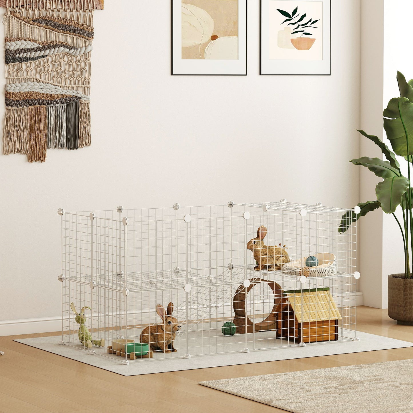 DIY Pet Playpen 36 Panel for Rabbit Chinchilla Hedgehog, White