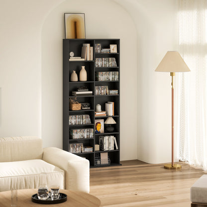 640 CD Storage Unit 360 DVD Storage Tower w/ 18 Compartments Black