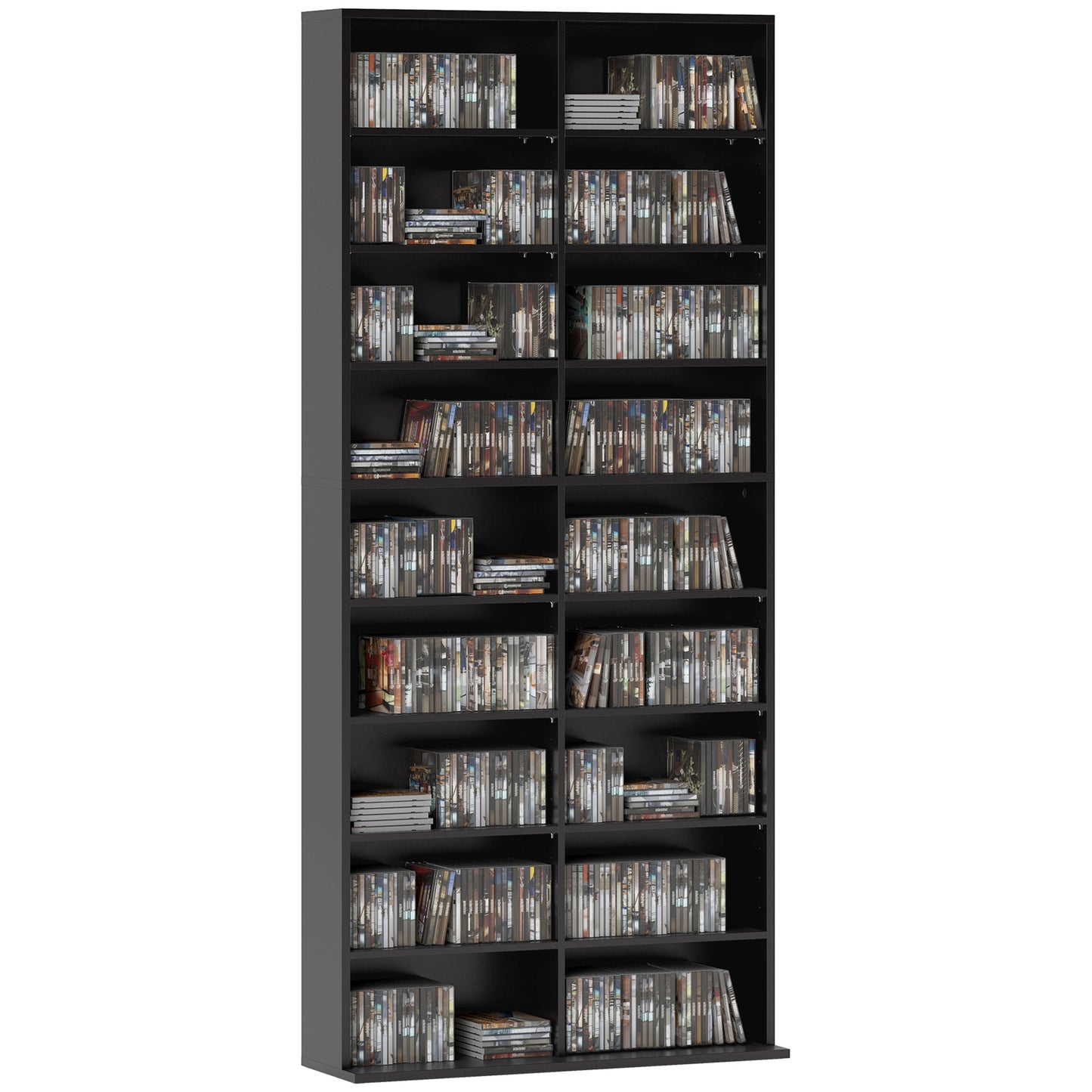 640 CD Storage Unit 360 DVD Storage Tower w/ 18 Compartments Black