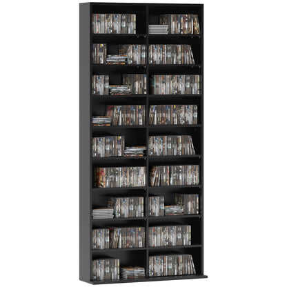640 CD Storage Unit 360 DVD Storage Tower w/ 18 Compartments Black