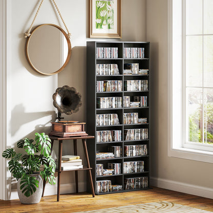 640 CD Storage Unit 360 DVD Storage Tower w/ 18 Compartments Black