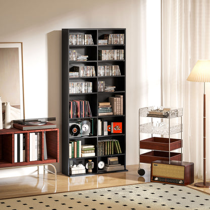 640 CD Storage Unit 360 DVD Storage Tower w/ 18 Compartments Black