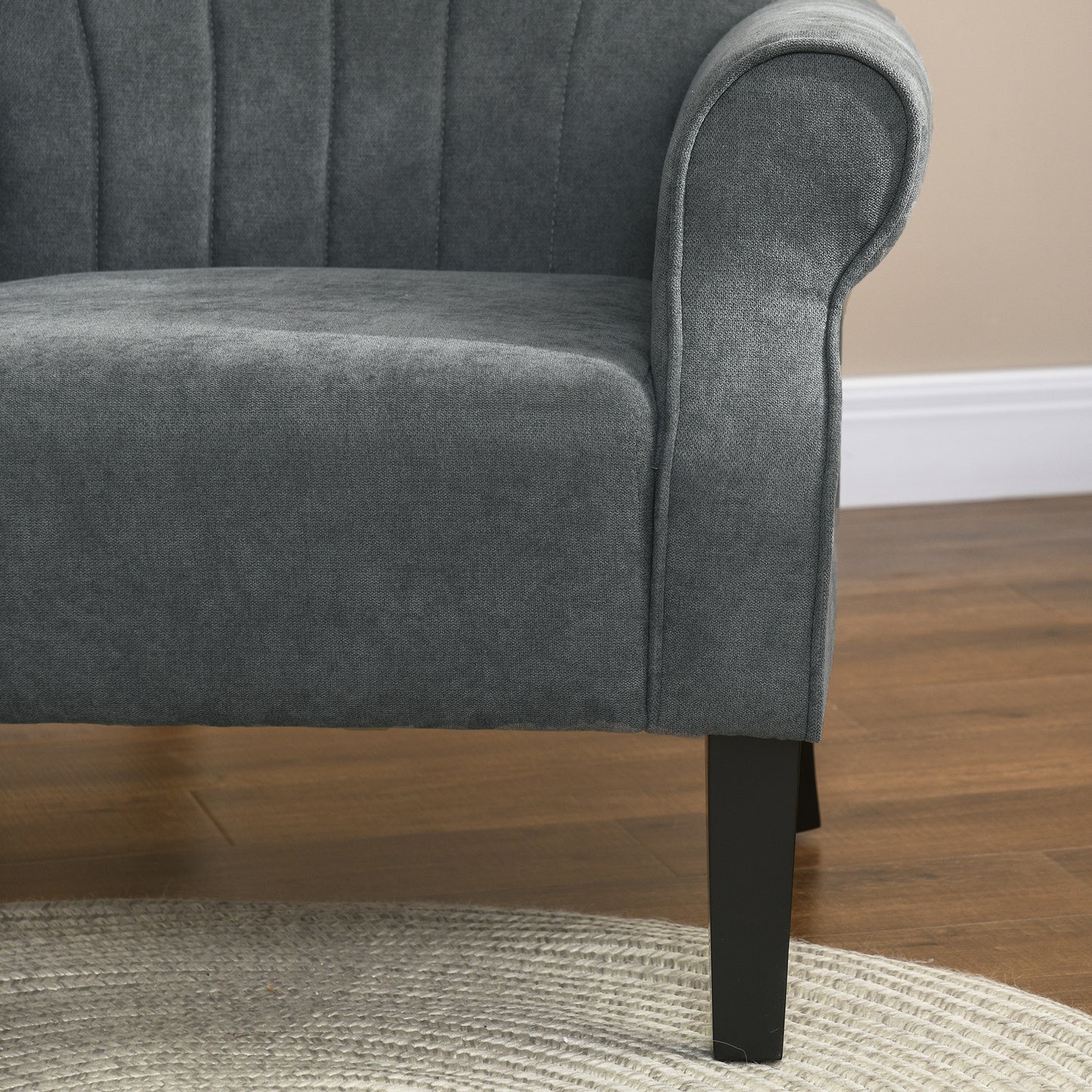 Armchair, Upholstered Modern Accent Chair with Wood Legs, Grey