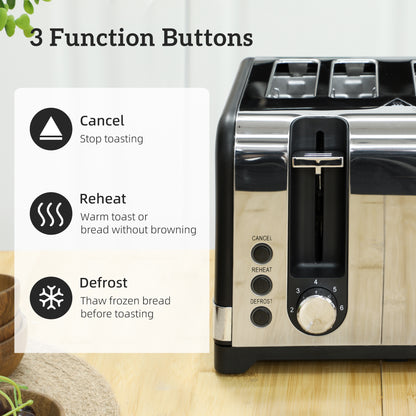 Kettle and Toaster Set with 3000W Rapid Boil, 4 Slice Toaster, Black