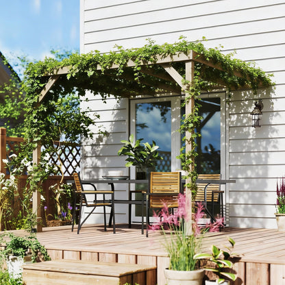2.4 x 2.4m Lean-To Wooden Pergola Kit, Grape Trellis with Stable Structure