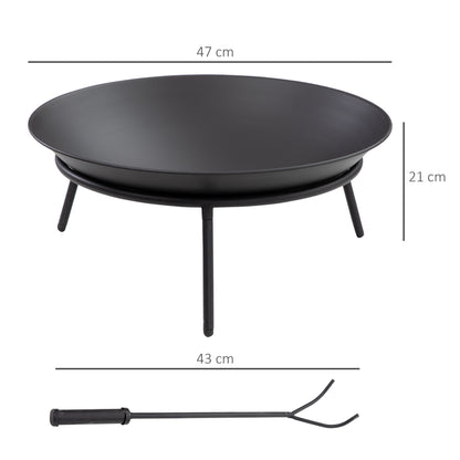 Fire Pit, Portable Firepit with Poker, Black
