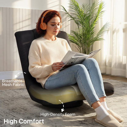 Folding Floor Chair, Floor Sofa with Adjustable Backrest, Wide Seat