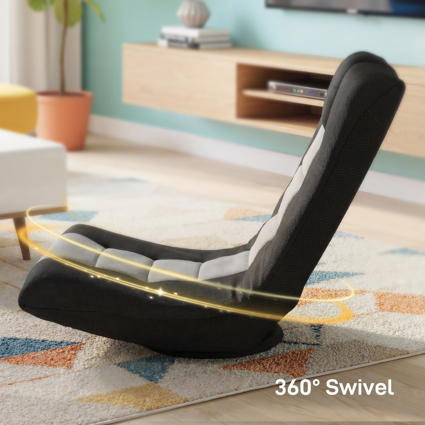 Folding Floor Chair, Floor Sofa with Adjustable Backrest, Wide Seat