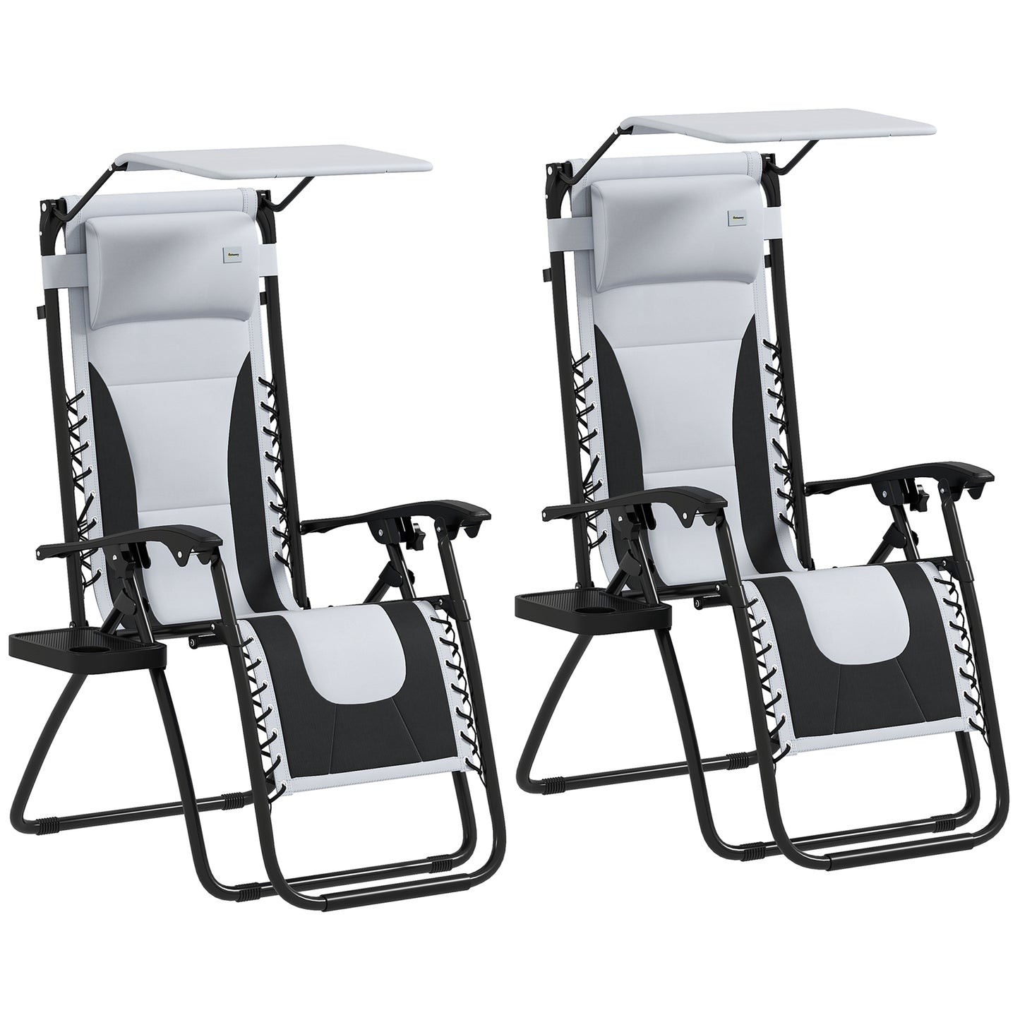 2 Pcs Zero Gravity Lounger Chair, Folding Reclining Chair, Grey