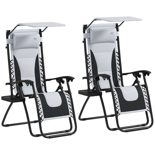 2 Pcs Zero Gravity Lounger Chair, Folding Reclining Chair, Grey