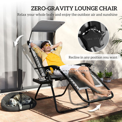 2 Pcs Zero Gravity Lounger Chair, Folding Reclining Chair, Grey