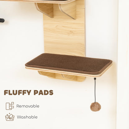 4-Level Cat Tree Door Mounted with Washable Plush Pads, Toy Ball