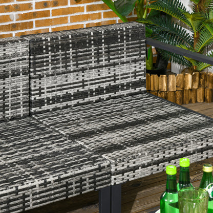 6 PCs Rattan Garden Furniture Set with Table, Cushion, Charcoal Grey