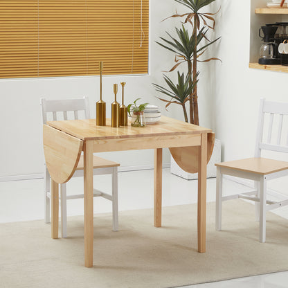 Foldable Dining Table, Solid Wood Drop Leaf Table, Natural