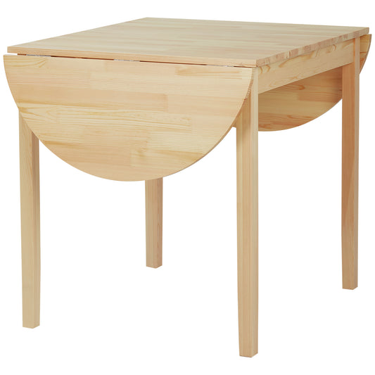 Foldable Dining Table, Solid Wood Drop Leaf Table, Natural