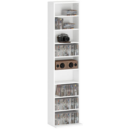 260 CD Storage Unit 120 DVD Storage Tower with 9 Compartments White
