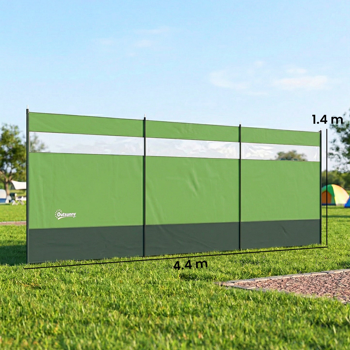 Camping Windbreaks with Clear Windows , 440 x 140cm, Army Green
