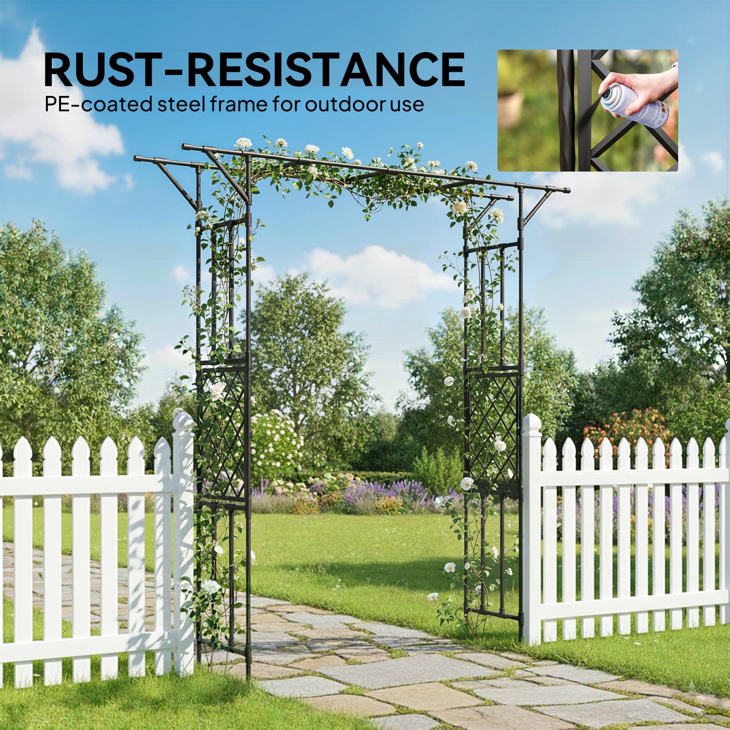 Garden Arch, Rose Arch, 180 x 40 x 215 cm, Black
