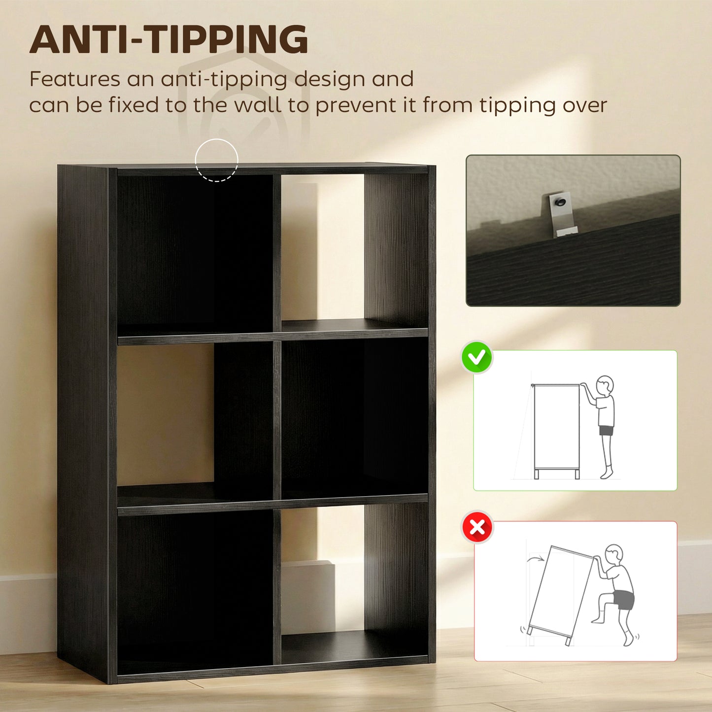 Industrial Storage Shelf, Bookcase, Bookshelf, Black Wood Effect