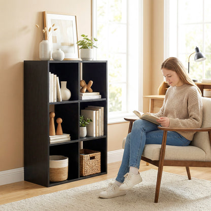 Industrial Storage Shelf, Bookcase, Bookshelf, Black Wood Effect