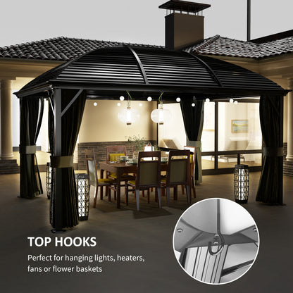 3 x 4m Hardtop Gazebo Aluminium Garden Pavilion Dark Grey