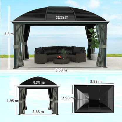 3 x 4m Hardtop Gazebo Aluminium Garden Pavilion Dark Grey