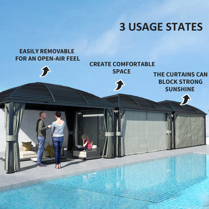 3 x 4m Hardtop Gazebo Aluminium Garden Pavilion Dark Grey