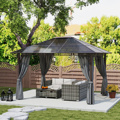 3.6x3(m) Hardtop Gazebo Garden Pavilion w/ Polycarbonate Roof, Grey