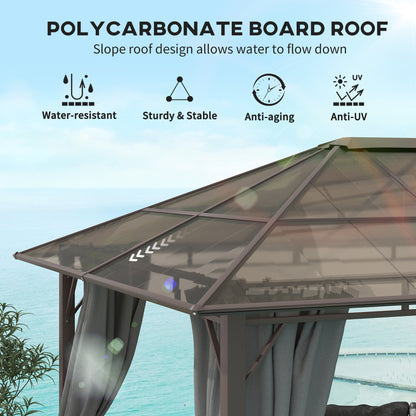 3.6x3(m) Hardtop Gazebo Garden Pavilion w/ Polycarbonate Roof, Grey