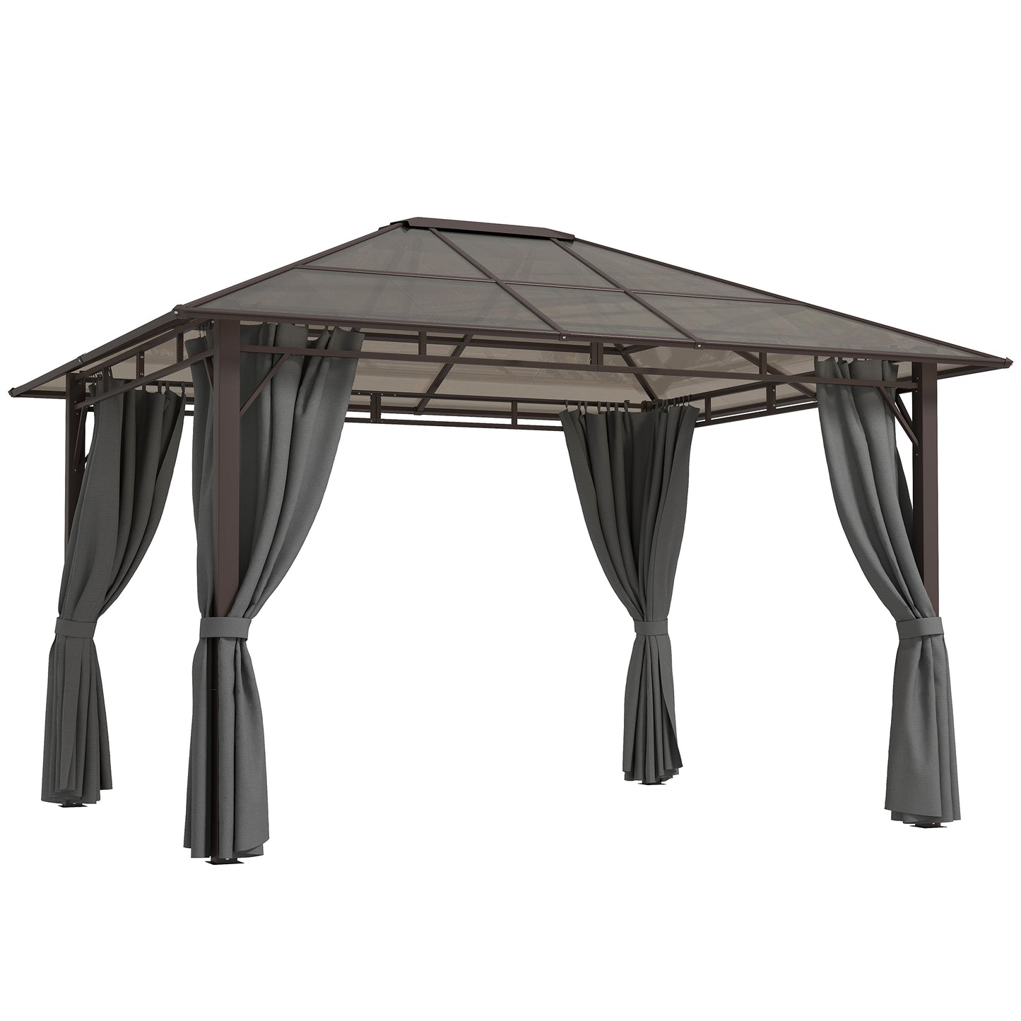 3.6x3(m) Hardtop Gazebo Garden Pavilion w/ Polycarbonate Roof, Grey
