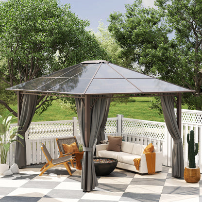 3.6x3(m) Hardtop Gazebo Garden Pavilion w/ Polycarbonate Roof, Grey