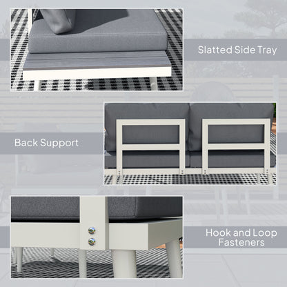 3 Piece Garden Furniture Set with 5-Level Adjustable Lounger, Grey
