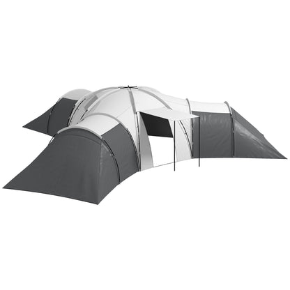 Large Tunnel Tent with 3 Bedroom, Living Area and Porch, Grey