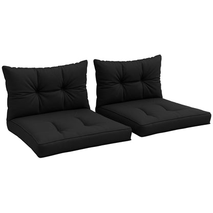 4pc Outdoor Seat Cushions Back Cushions, 60 x 60 x 10cm Water Repellent Seat Pads for Garden Patio Kitchen Office Chairs, Black