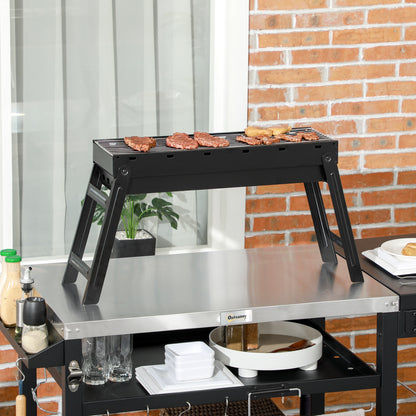 Portable Charcoal Grill with Pull-Out Charcoal Basin