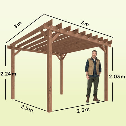 3 x 3 m Wooden Pergola Gazebo Grape Trellis, Maple Wood-effect