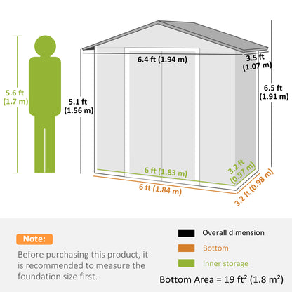6.5x3.5ft Metal Garden Shed for Garden, Green