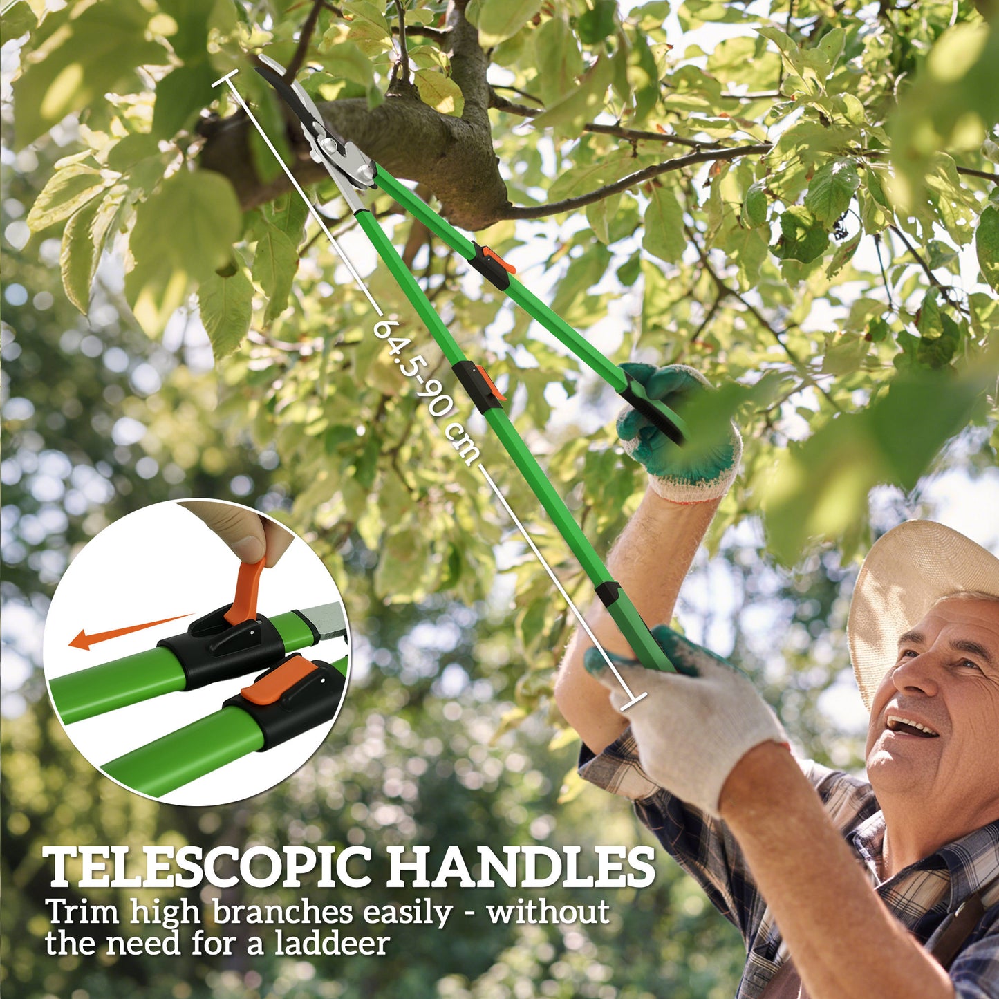 Telescopic Bypass Loppers, 64.5-90 cm Extendable Garden Loppers