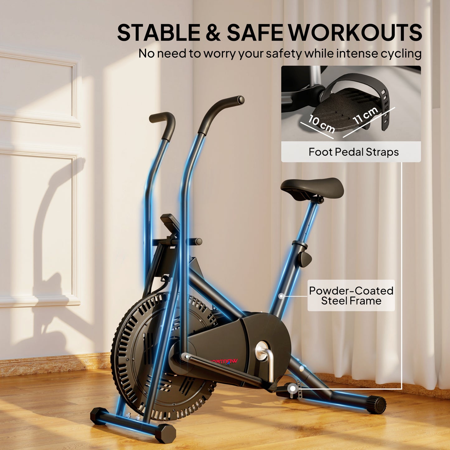 Exercise Bike with Adjustable Seat, LCD Display, Smooth Belt Drive