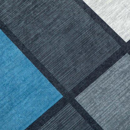 Modern Geometric Rugs, Large Carpet Area Rugs for Living Room, Bedroom, Dining Room, 80x150 cm, Blue and Grey