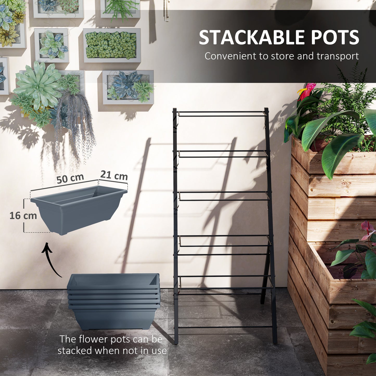 5-Tier Raised Garden Bed, Ladder Planter with 5 Removable Boxes