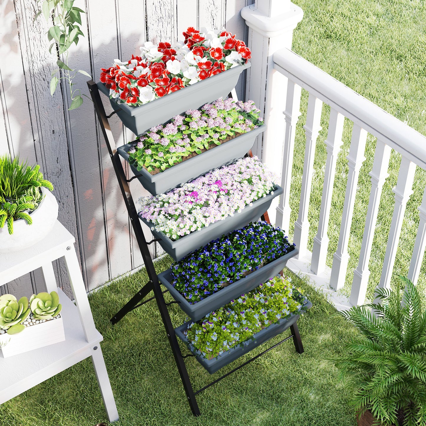 5-Tier Raised Garden Bed, Ladder Planter with 5 Removable Boxes
