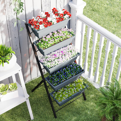 5-Tier Raised Garden Bed, Ladder Planter with 5 Removable Boxes
