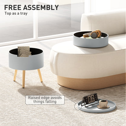 Side Coffee Table End Desk Night Stand w/ Detachable Tray, Grey