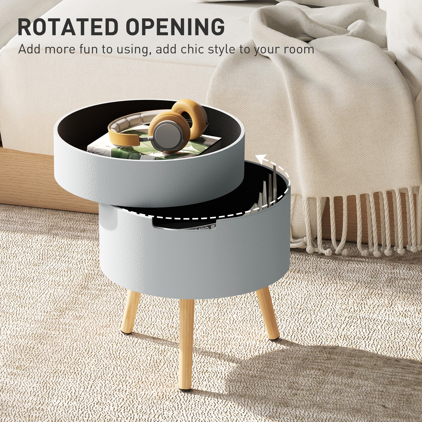 Side Coffee Table End Desk Night Stand w/ Detachable Tray, Grey
