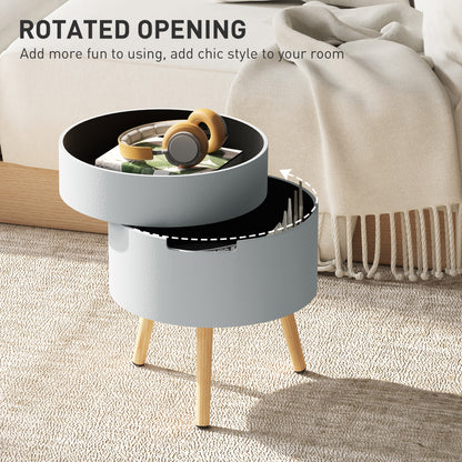 Side Coffee Table End Desk Night Stand w/ Detachable Tray, Grey