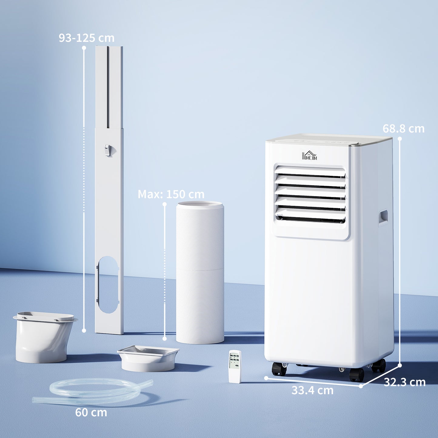 7000 BTU Mobile Air Conditioner Indoor Portable AC Unit w/ RC, White